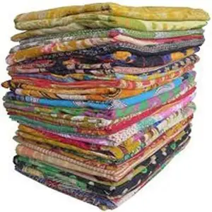 10 count Mix Lot of Indian Kantha Quilts  Bed Cover Throw Old Sari Made  Patches Made Blanke