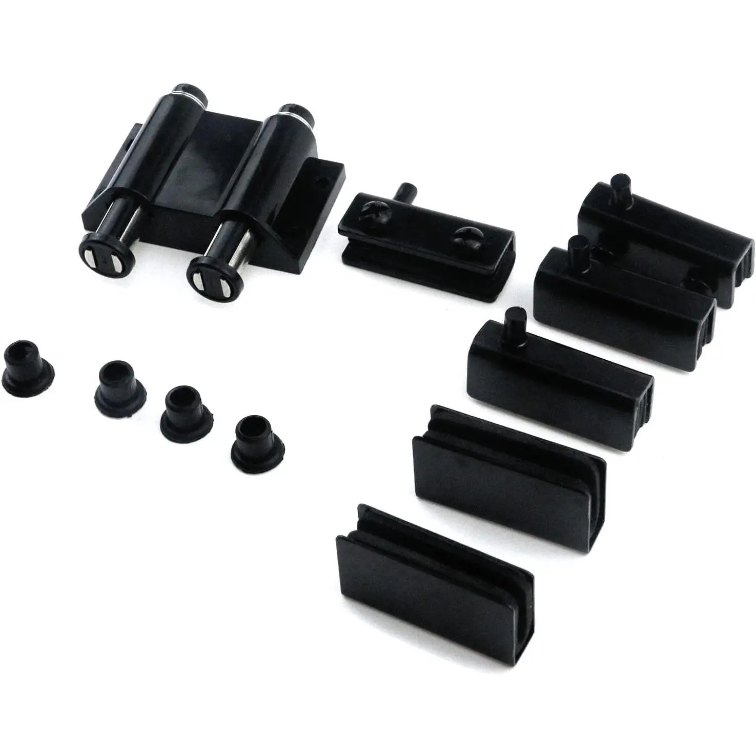 Glass Door Pivot Hinge with  Catch and Clamp Set for Bathroom, , Cabinet Doors (Black)