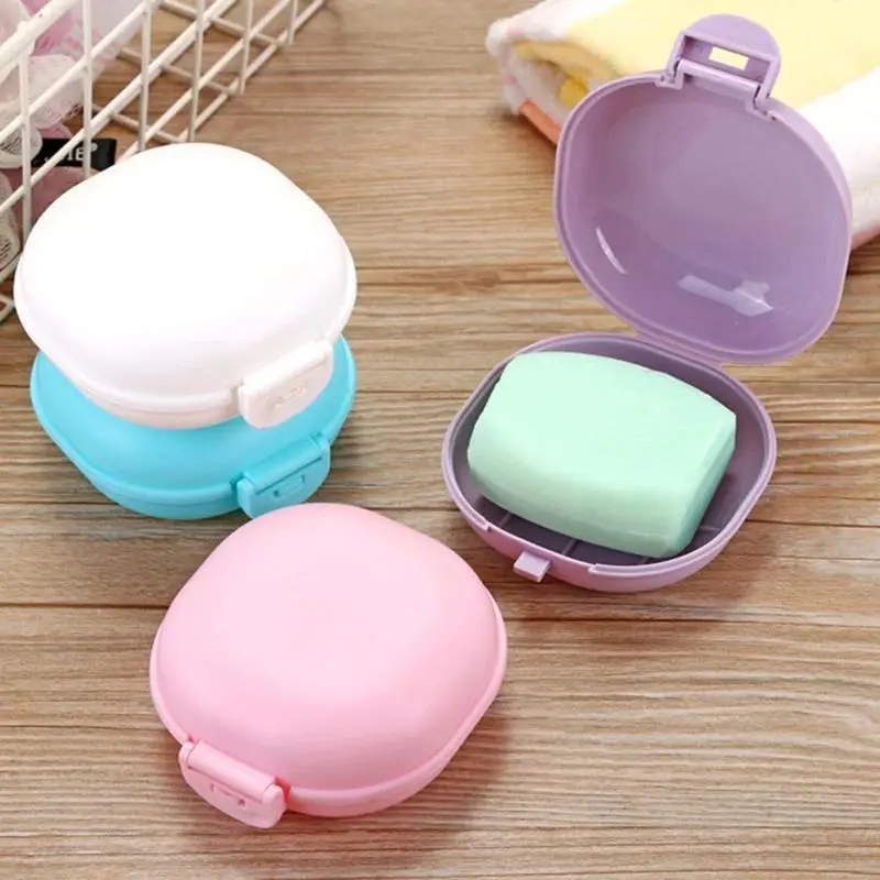1PC Square PP Plastic Soap Dish with Lid, Portable Colorful Shower Travel Soap Box Holder for Bathroom Home Use