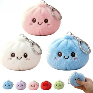 2026 New Compact Pocket Size Soft Plush Squishy Dumpling Keychain, Cute Kitschy Charm For Handbags, Purses And Car Keys, Mini Portable Bag Hanging Accessory