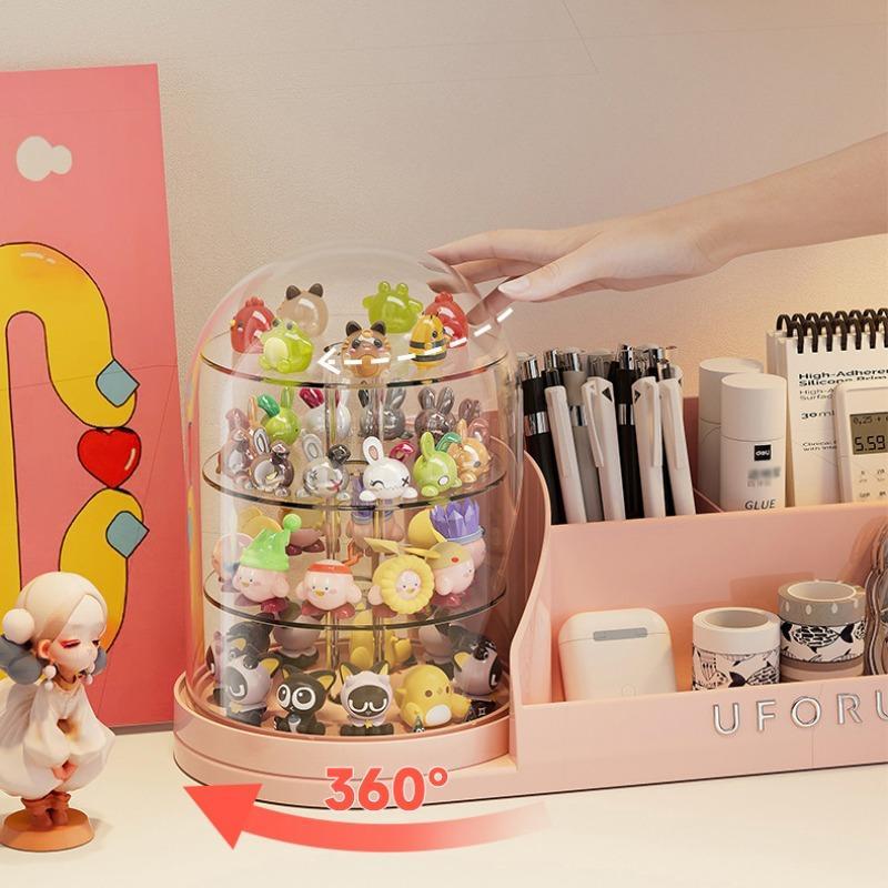 360° Rotating Storage Display Box, Transparent Layered Organizer, Suitable for Popbean, Labubu, Skullpanda, Dimoo, Hirono, Molly Collectors