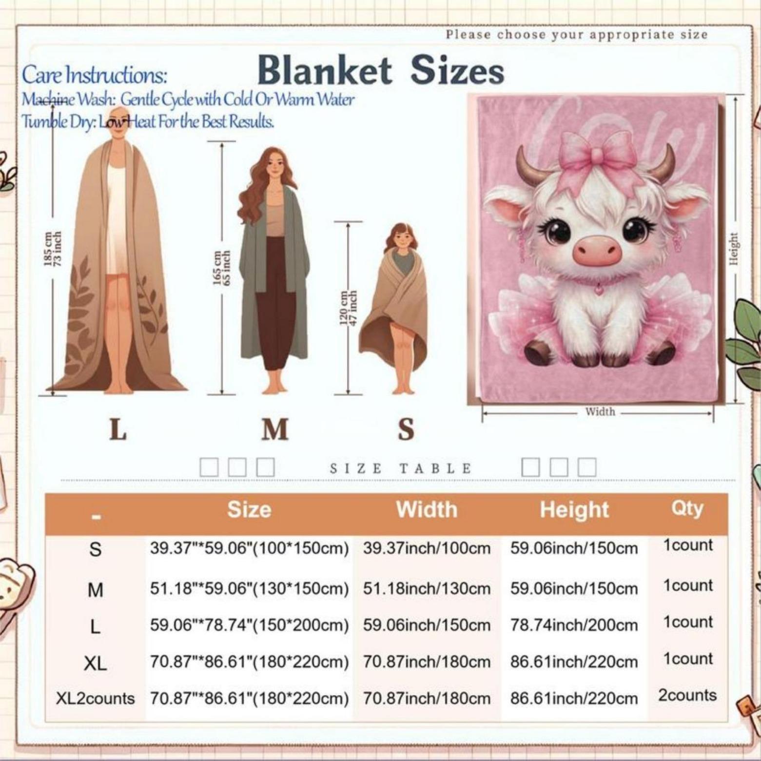 Cuddly Soft Cartoon Cow Print Fleece Blanket Cozy Warm Nap Blanket for Home, Office, Travel, Camping Christmas Gift Christmas Decoration, Christmas Gift