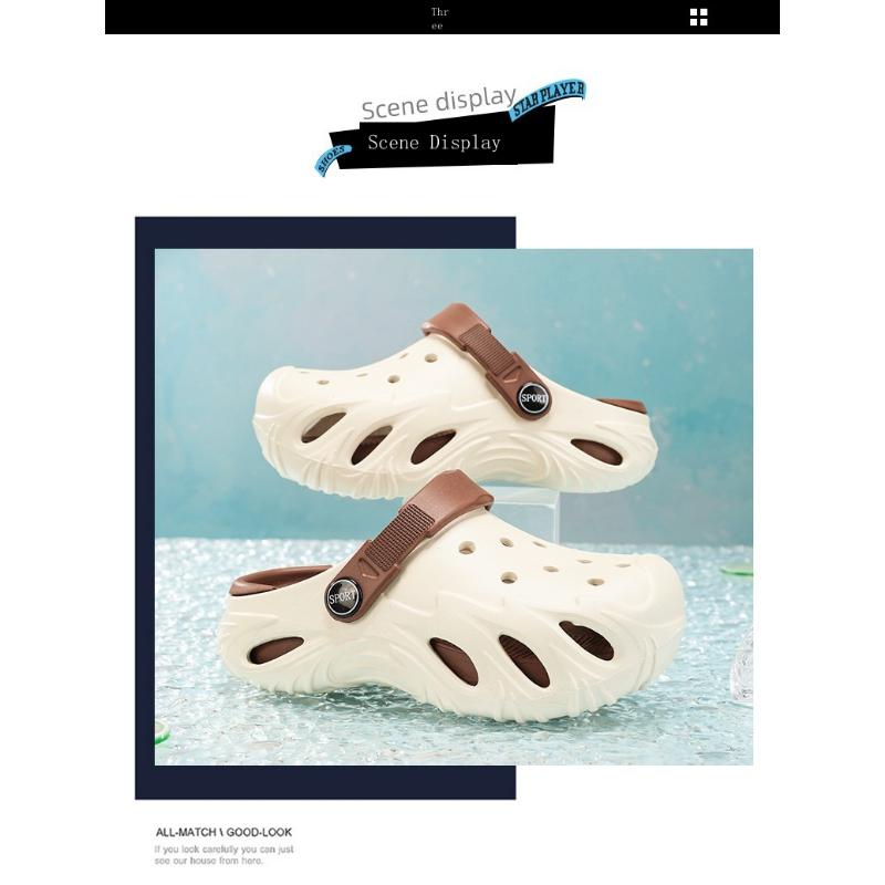 Boys' Hole Shoes Summer New Style Bag-toe Slippers For Children 6-15 Years Old Big Children's Sandals Wearing Outside And Stool-stripping kids  clogs