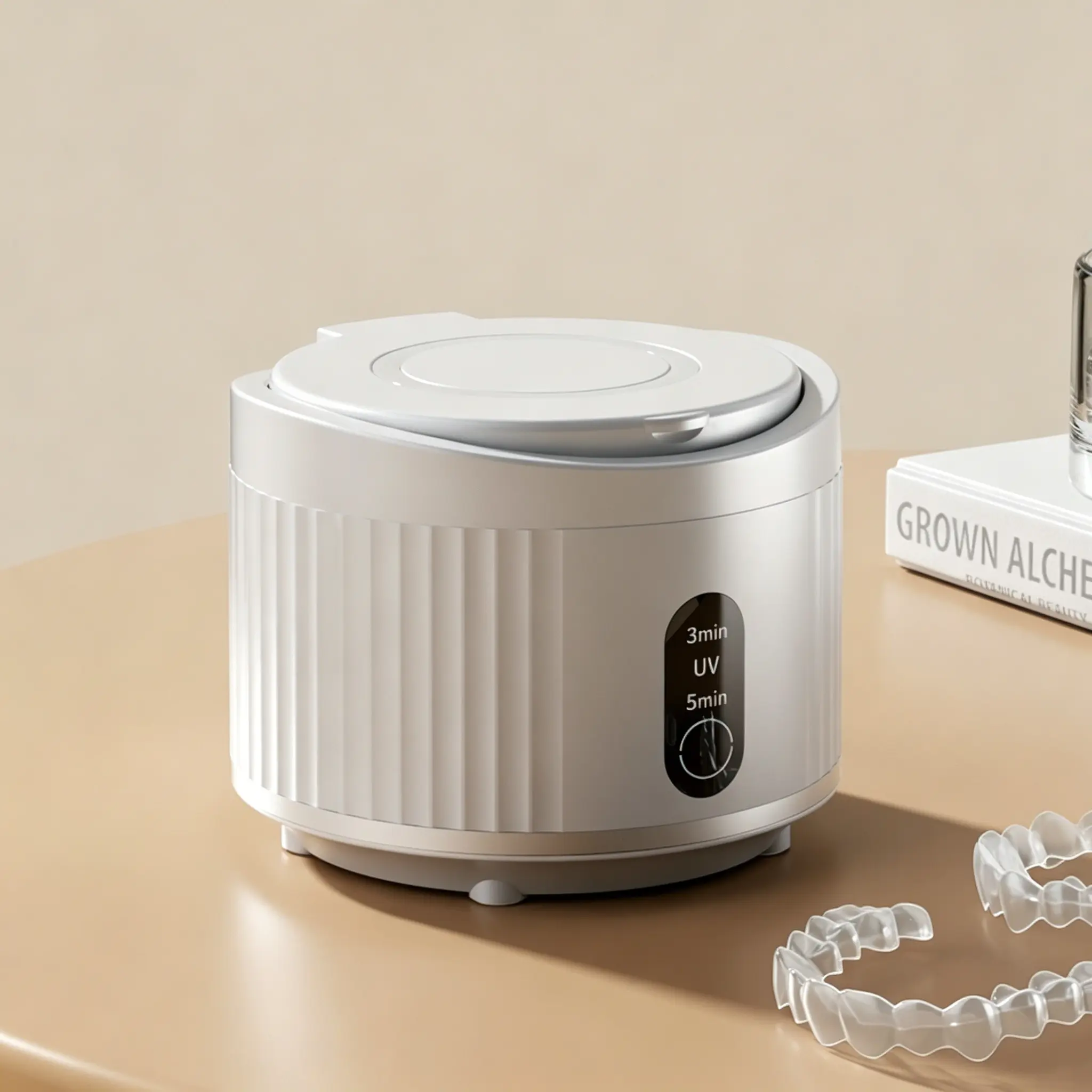 Ultrasonic Cleaner - 10W 45kHz Denture Cleaner, Tooth Cleaning Chamber for Dentures, Braces, Night Guards, Toothbrush Heads, Jewelry, with Multiple Modes and 160ML Capacity, Home Bathroom Sanitizer, Wireless