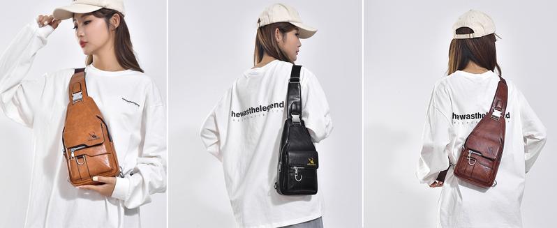 2026 new fashion trend brown PU leather bag, men's and women's shoulder bags, large capacity multi compartment crossbody bags, daily commuting high-end chest bags, casual lightweight waist bags, the best choice for hiking, cycling, fishing, camping, holid