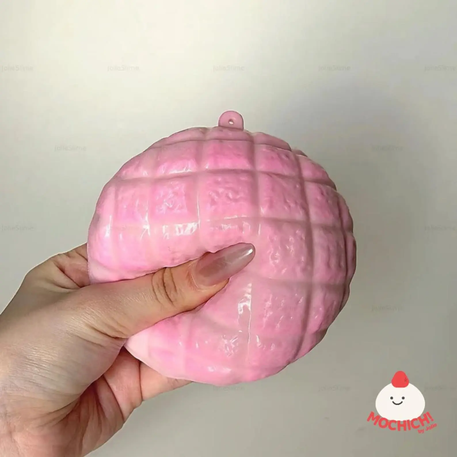 Strawberry Concha Bun Squishy: Handmade Stress Ball, Crunchy Texture, Anxiety Relief. Pre-order Now
