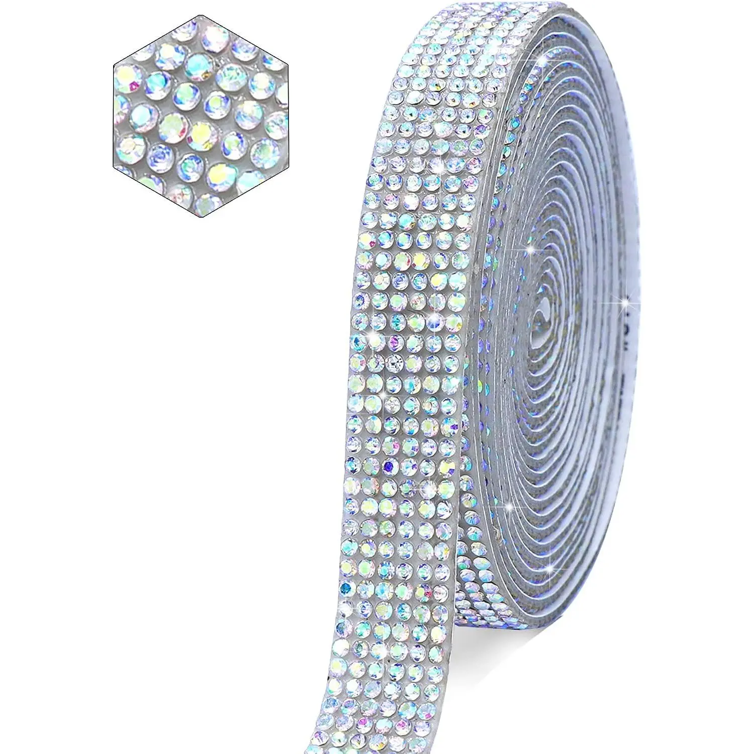 AB Self Adhesive  Rhinestone Strips  Ribbon Bling Sticker with 2 mm Rhinestones for Arts Crafts,Wedding Christmas Party, Phone Decoration(AB)