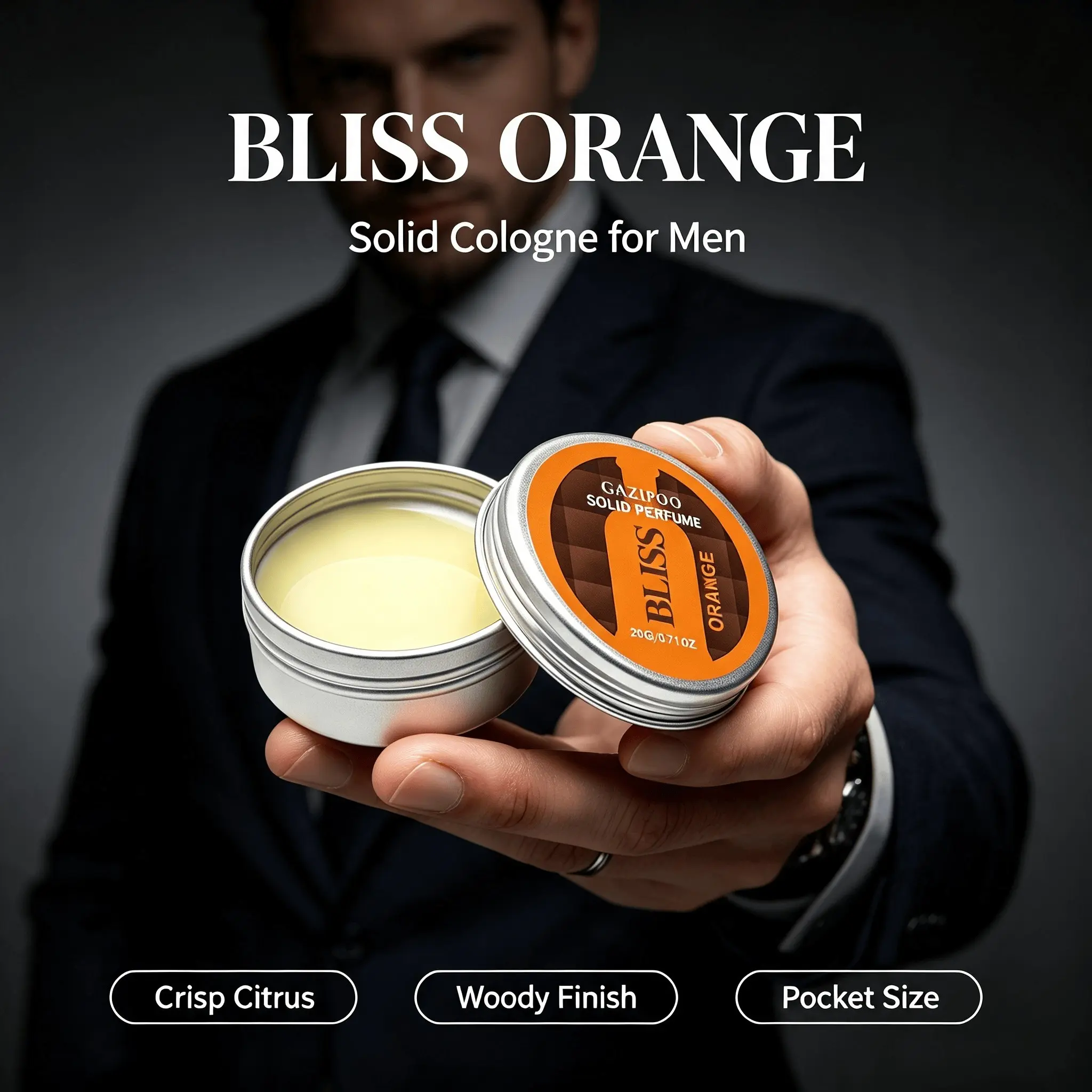 Men's Solid Perfume, Citrus Scented Portable Fragrance, Long-Lasting Aroma, Pocket-Sized Cologne, Ideal for Office, Travel, Dates, Perfume Balm
