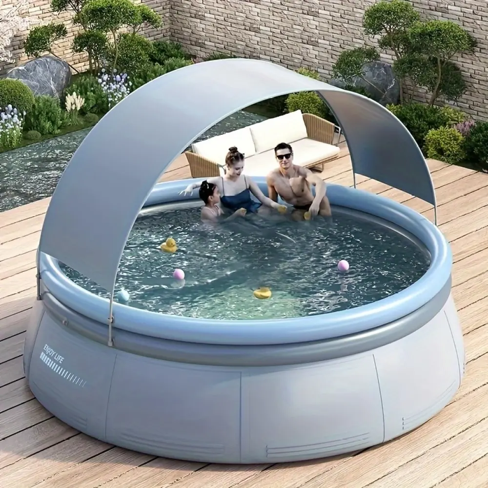 141.73"x29.92" Large Outdoor Inflatable Swimming Pool - Durable PVC Tub for Adults, Portable Setup Above Ground Pool for Backyard Patio Garden Lawn Summer Fun