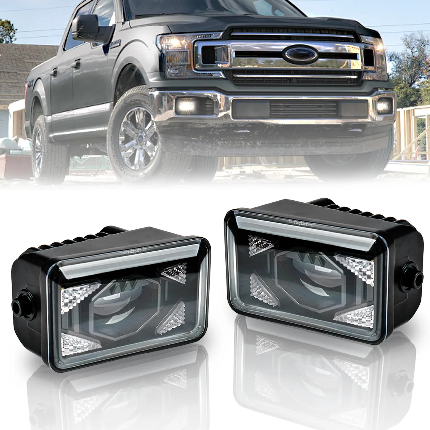 4-Inch LED Fog Lights with DRL, Waterproof Bumper Replacement Lamps for Ford F-150 2016-2020 Automotive Car Lights