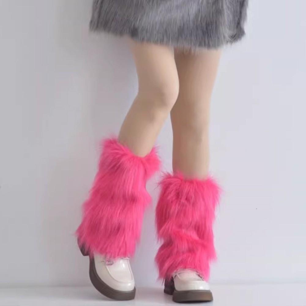 Foot Cover Faux Fur Furry Leg Warmers 40cm Japanese Style Lolita Boots Cover Kawaii Y2K Warm Knee Sleeve Autumn/Winter