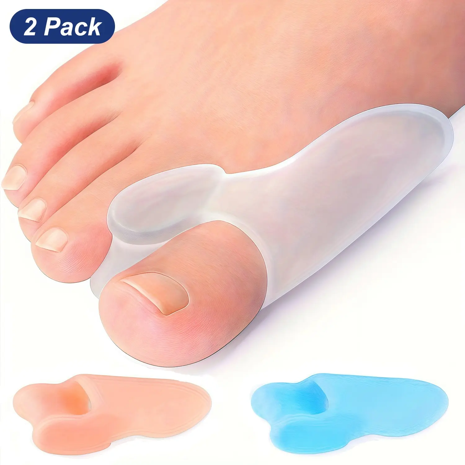 2-Pack Soft Silicone Toe Separators, Reusable Gel Toe Spreaders for Overlapping Toes, Foot Care, Ergonomic Toe Spacers for Neat Toe Alignment, Blister Prevention, Ideal for Pedicure & Wearing Shoes Boots