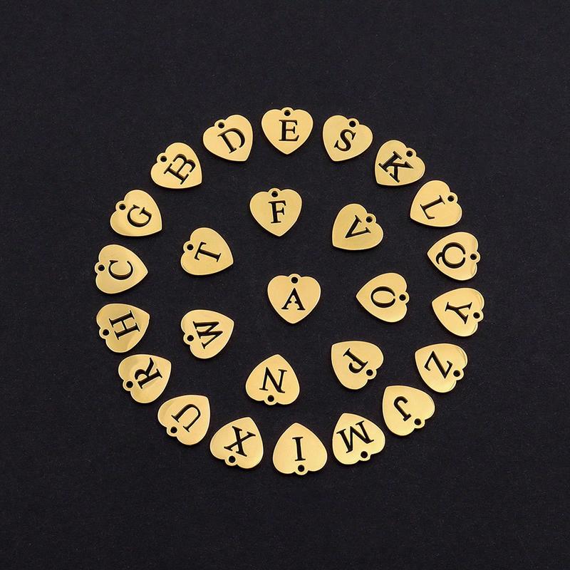 Trendy Daily Stainless Steel Necklace, New A-Z Letter & Heart Pendant OT Clasp, Durable Stylish Accessory Gift for Daily Wear