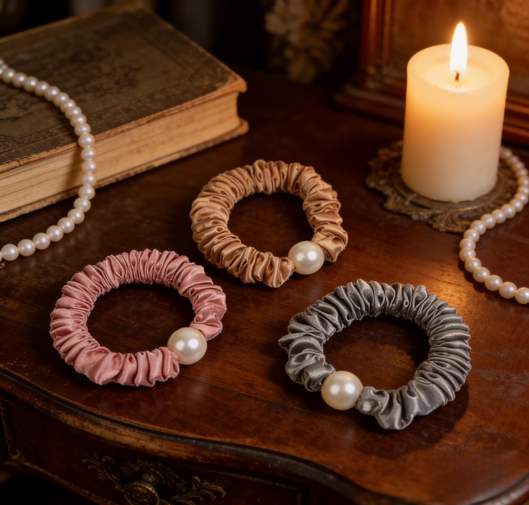 The Ultimate Hair Kit: 10 Pearl Scrunchies for Buns, Ponytails & Beyond