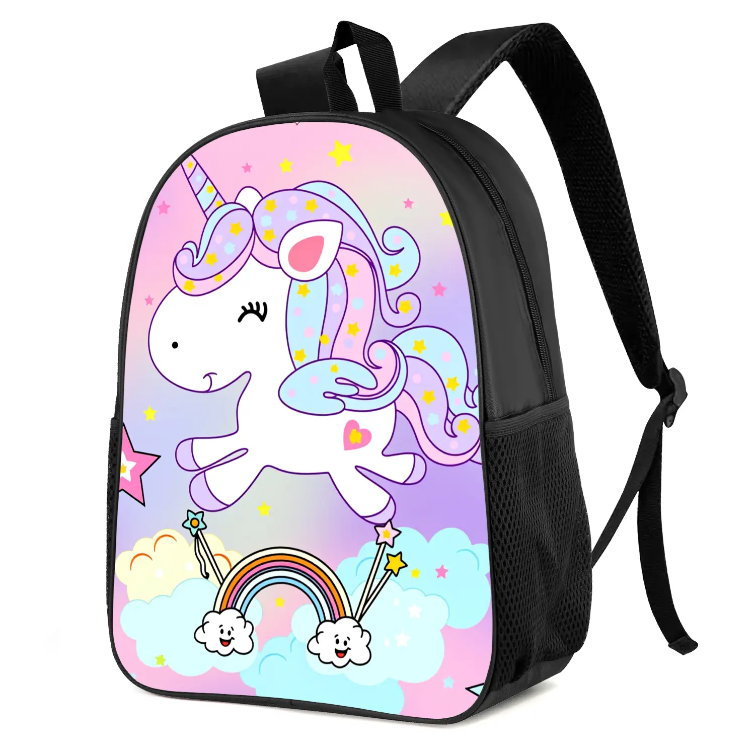 Portable Storage Backpack with Unique Graphic Print Multi Pocket Organizer Bag