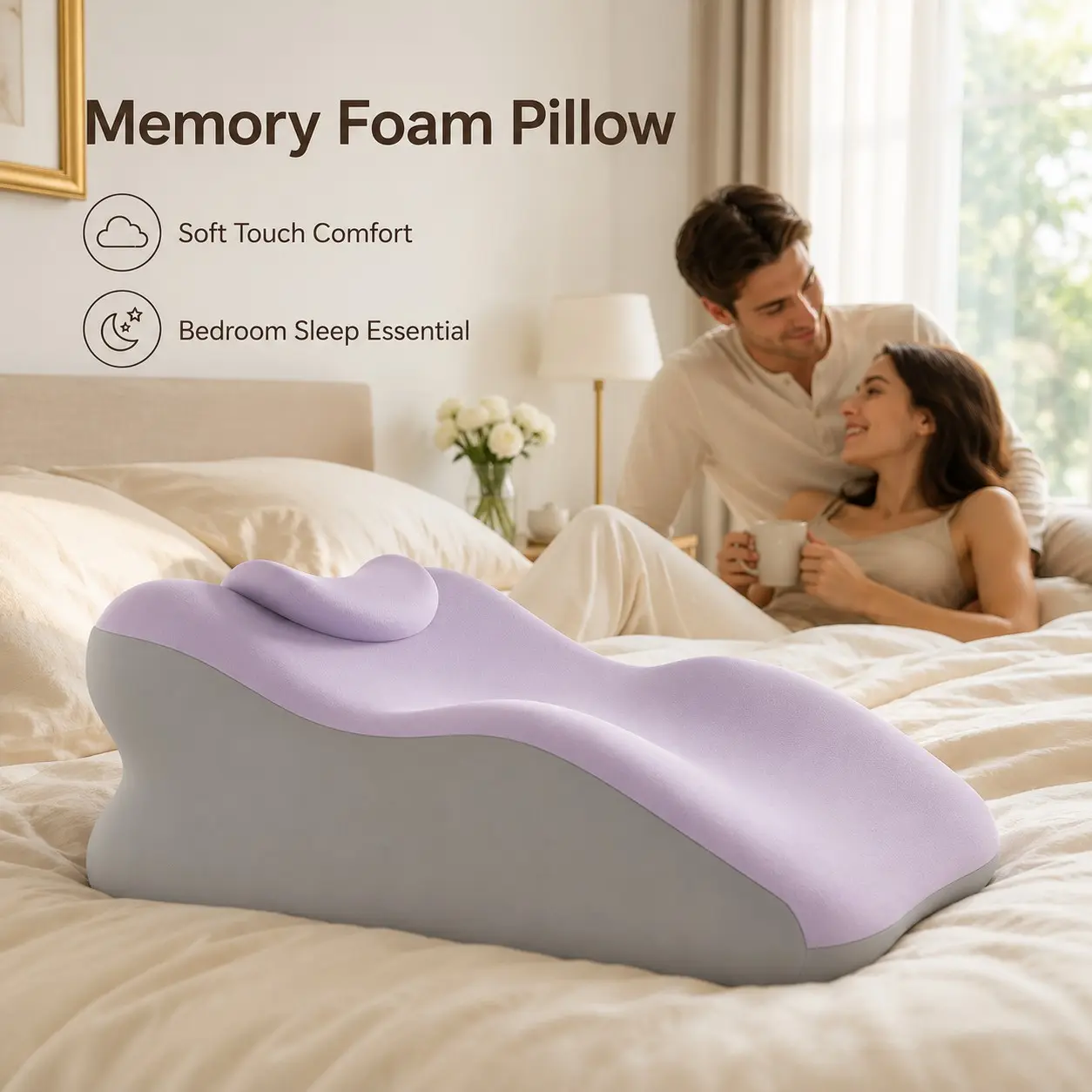 Double-Sided Home Body Support Cushion with Matching Pillow, Multi-Curved Surface for Various Positions, Washable Cover, Durable Material