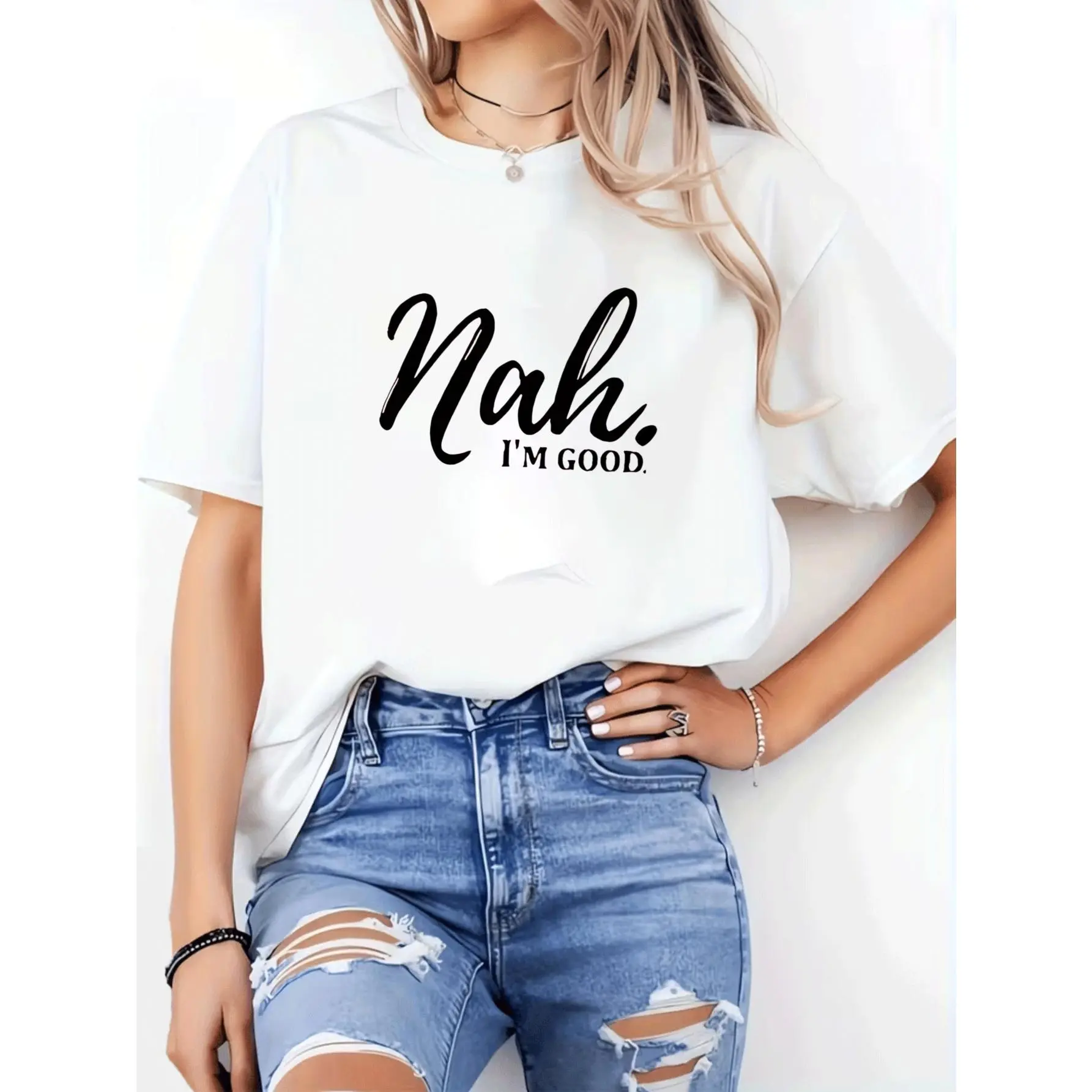 Women's Fitted Short-Sleeve Printed Casual T-Shirt, Women's Clothes, Tops