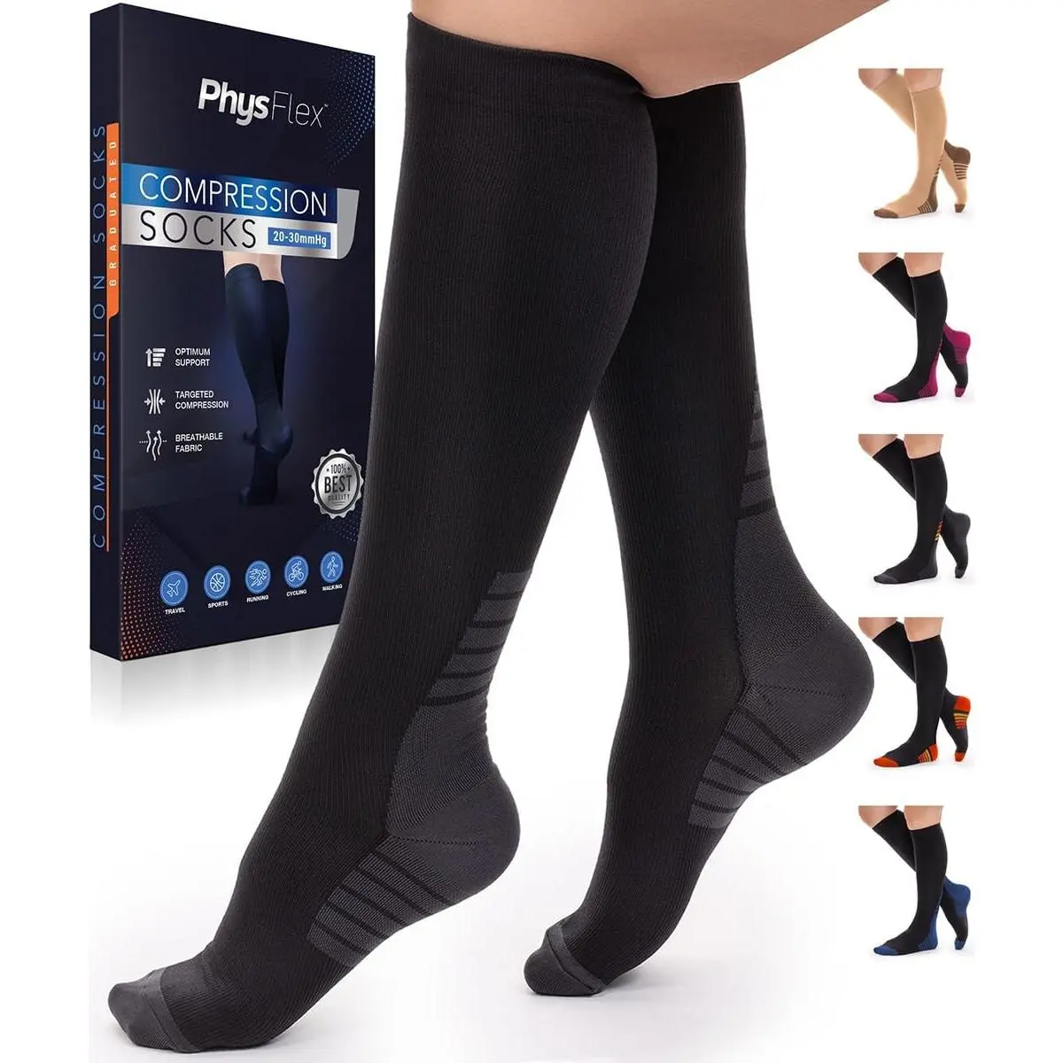 outdoor sports Compression Socks for Women & Men 20-30 mmHg – Circulation Support for Nurses, Travel, Flight, Running & Everyday Wear