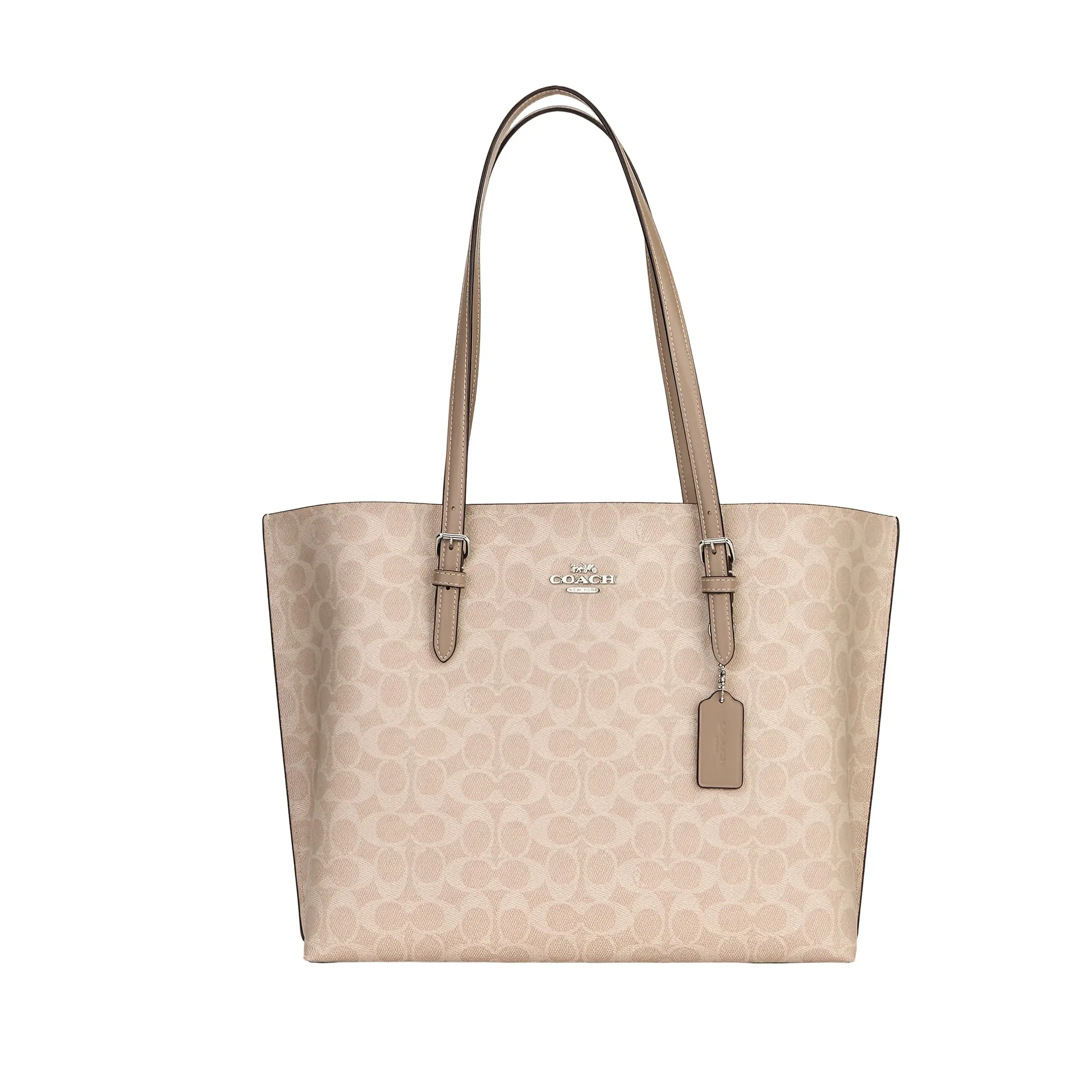 Coach Mollie Logo-Zip Top Handle and Shoulder Bag for Women, Faux Leather, Taupe