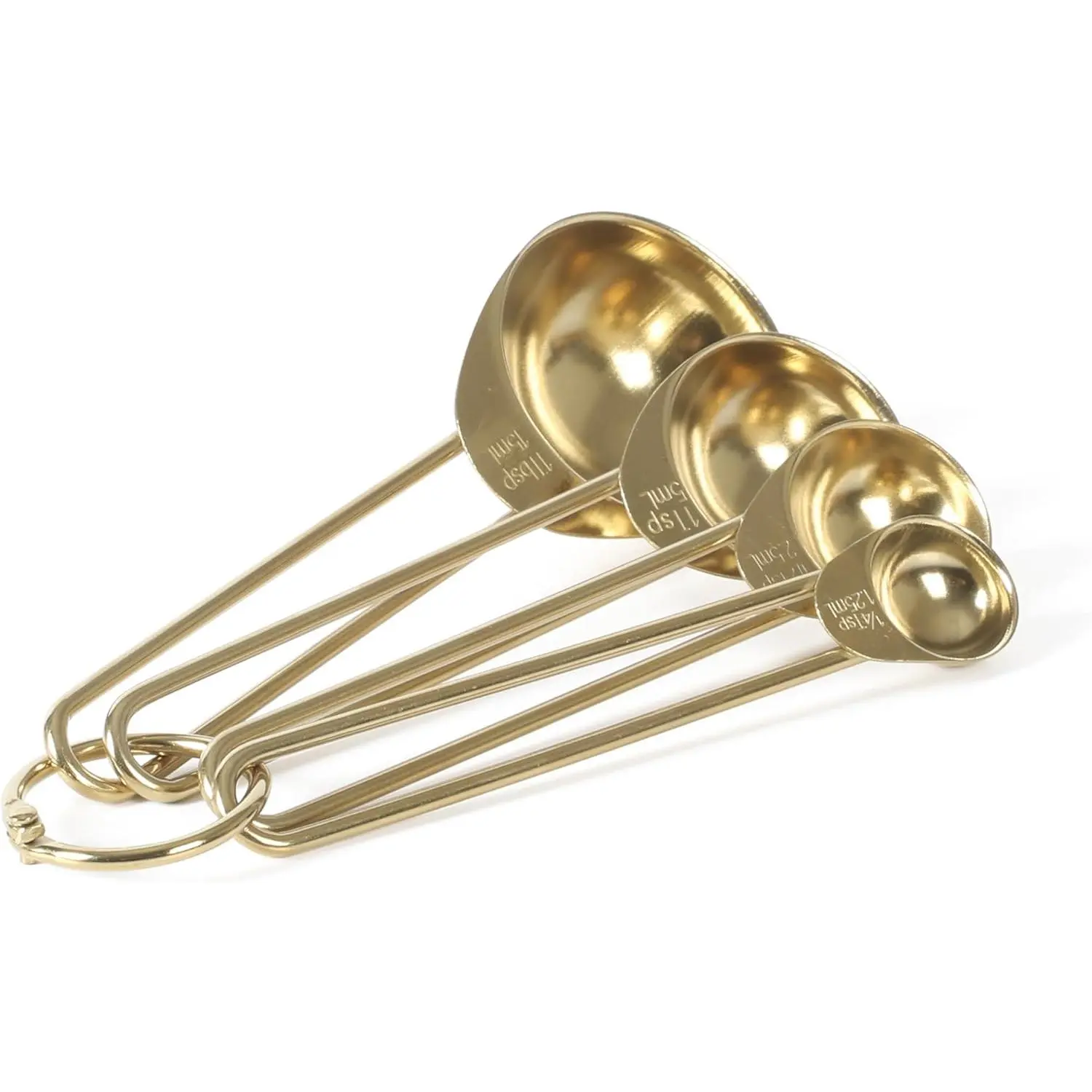 Gold Stainless Steel 4-Piece Measuring Spoon Utensils Set - Durable, Stylish Kitchen Tools for Precise Baking, Cooking