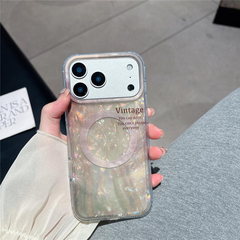 Cute Gradient Shell Pattern iPhone Case, Magnetic Kickstand, Shockproof, Compatible with iPhone 17 Series, Trendy Aesthetic for Women