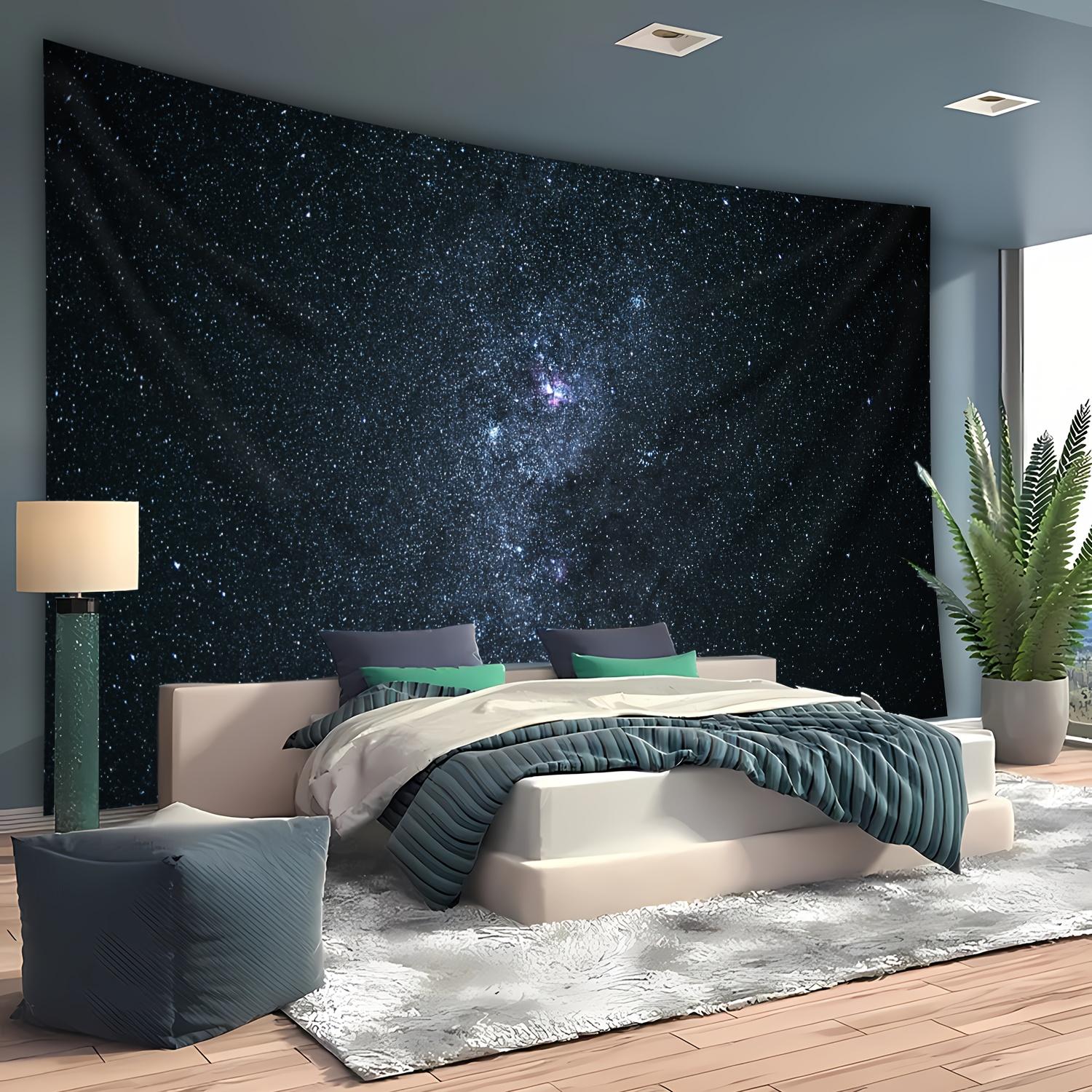1 piece, extra large starry night sky tapestry, landscape photo background wall tapestry, suitable for bedroom, living room, office, party decoration, can be installed on the ceiling, peach skin fabric, indoor use, 100% polyester, no need to use electrici