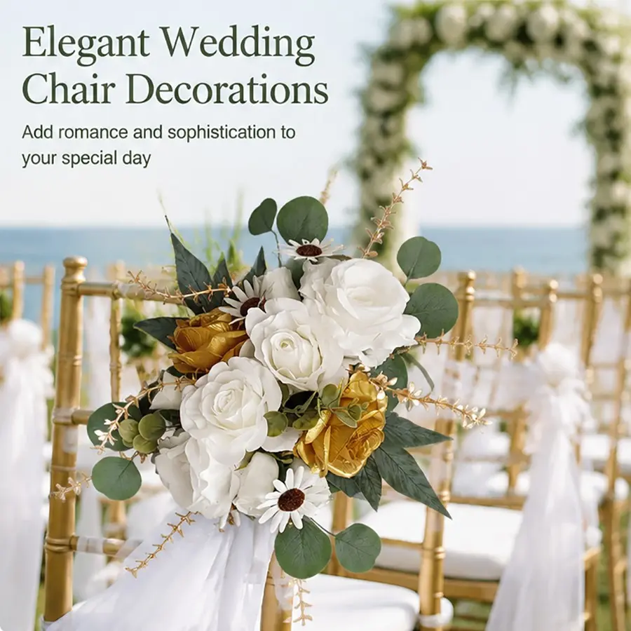2 Piece Wedding Welcome Flower Decoration, Chair Back Floral Lace Party Decor, Table Centerpiece for Celebrations