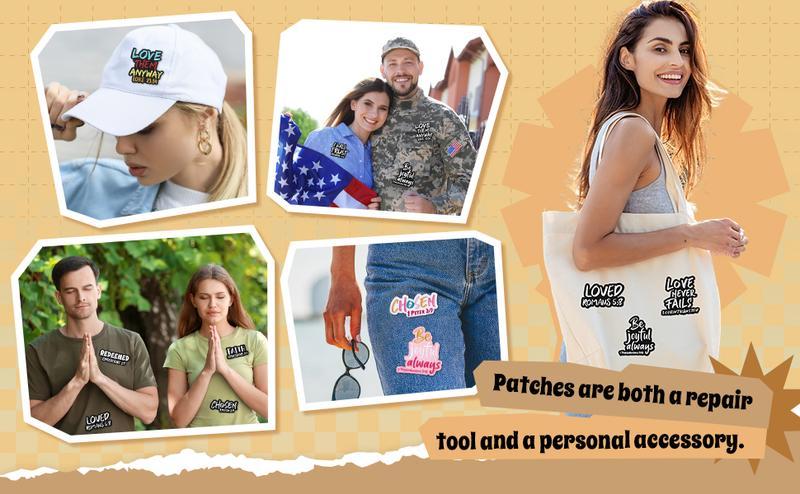 8/9 Pcs Bible Verse Embroidered Iron on Patches 3 Inch Motivational Religious Christian Sew on Applique Patches for Hat Backpack Jacket Clothes DIY Accessories Decorations Lettered Embroidery Geometric Girl Set Fall Outfits Backpacks School