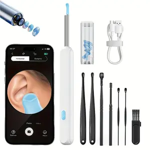 Electric Ear Wax Remover with Camera, Portable Waterproof Earwax Removal Kit, Rechargeable Ear Wax Removal Tool Set, Includes 6 Ear Spoons