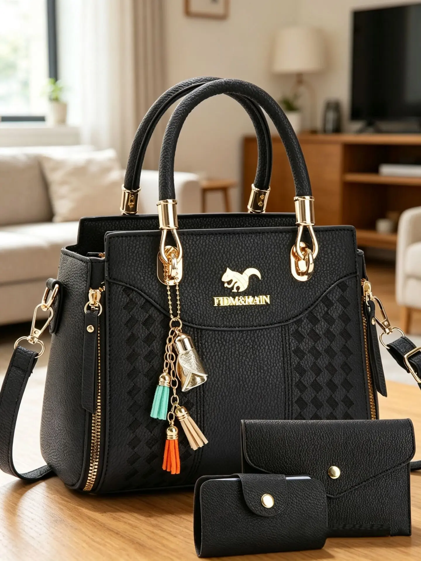 Women's Fashion Shoulder Bag Set, Casual Geometric PU Material, Three-Piece Versatile Clutch, Perfect for Shopping and Outing