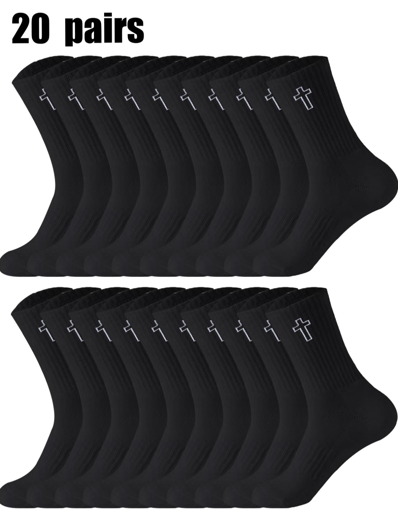 Men's Cross Print Crew Socks, Casual Comfy Breathable Mid-calf Socks for Daily Wear, Men's Socks for All Seasons, Breathable Socks, Sports Athletic Socks