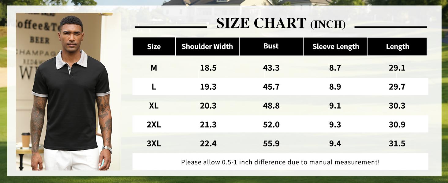 Men's Golf Polo Shirts Short Sleeve Casual Moisture Wicking Breathable Tees Summer Collared Shirt Stylish Tops