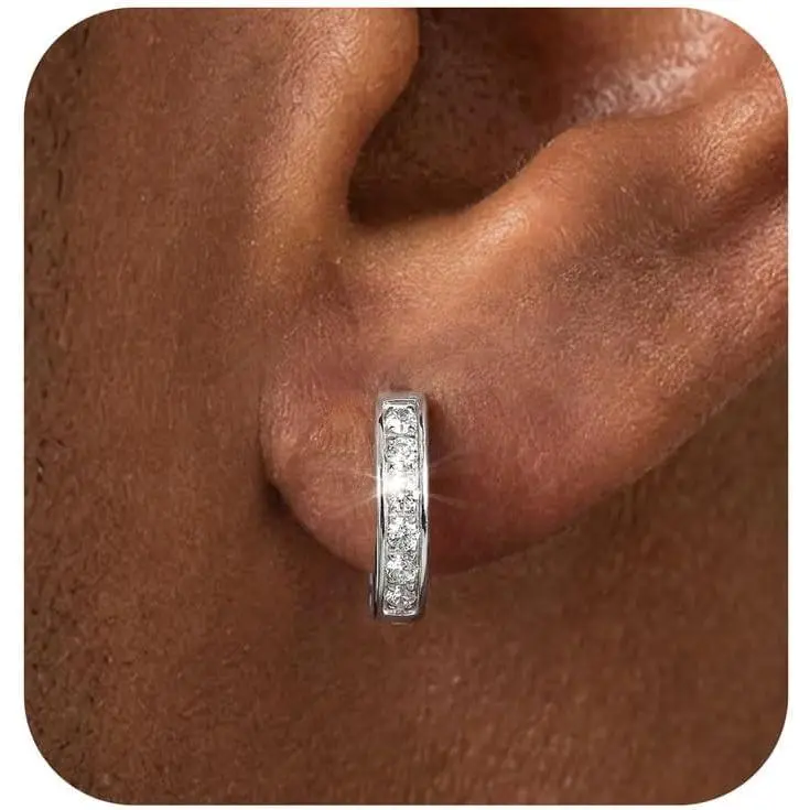 316L Stainless  Hoop Earrings for Men Women  Cubic Zirconia /Black/ Hoop Huggie Cartilage Earrings for Women Men Hoops 13 mm 20 mm