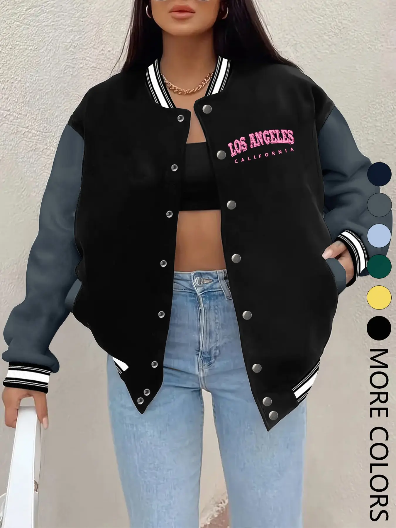 New Women's Baseball Jacket for Fall Winter, Creative Letter Print, Casual Sport Coat, Comfortable Versatile Jacket, Hip-Hop Style, Multiple Colors