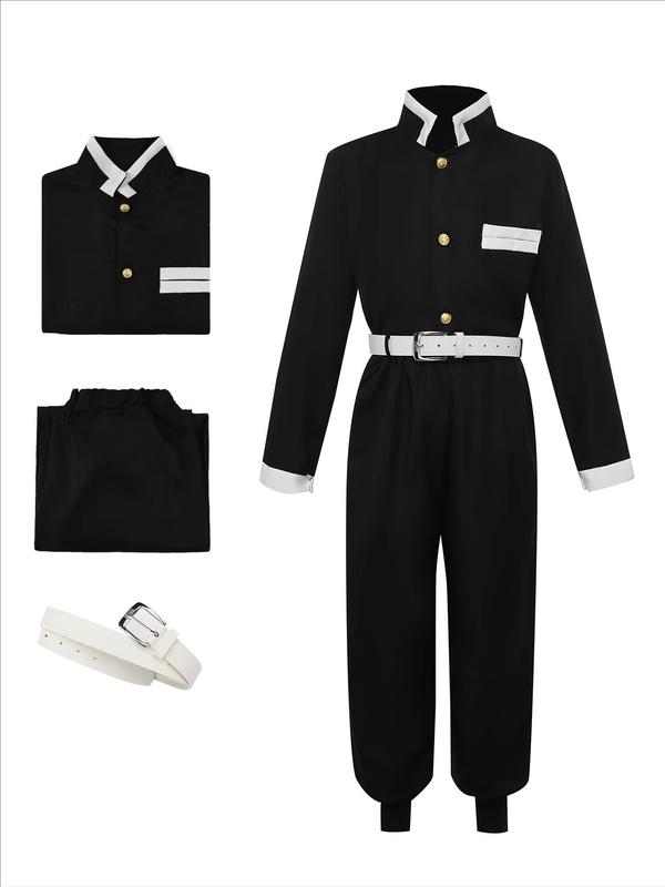 Anime Tomioka Giyuu Cosplay Costume, Demon Slayer Kimetsu No Yaiba Role Play for Adults, Halloween Carnival Clothing, Slim-Fitting Geometric Pattern, Costume Outfit