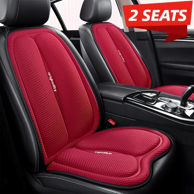 Front 2-Seat Universal Car Seat Cushion Set - Square Pads, Backrest Pads, Cool Breathable Summer Heat-Blocking, Pressure-Relieving, Easy-Install All-Season Car Interior Upholstery Accessory