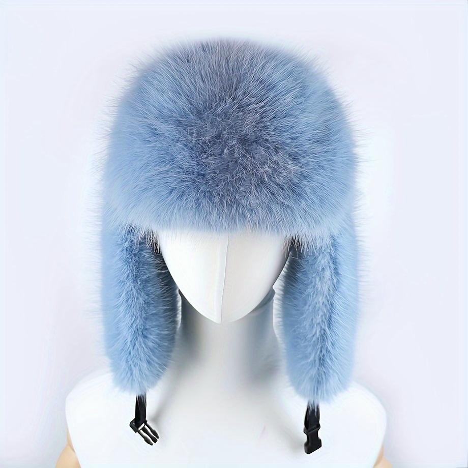 Elegant Retro Thickened Faux Fur Ushanka Hat - Warm Pilot Cap with Ear Coverage, Ideal for Hiking, Skiing, Cycling & Daily Wear, Classic Polyester Fisherman Hat with Hook-and-Loop Closure, Outdoor Headwear |   Vintage Style Hat | Faux Fur Hat