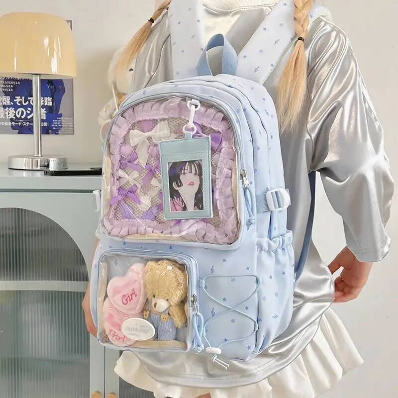 New Y2K Cute Ita Backpack Large Capacity Commute Rucksack Girl Transparent DIY Display Knapsack Outdoor Fashion Travel Schoolbag