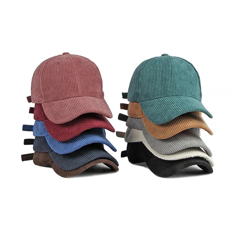 New autumn and winter solid color corduroy baseball cap for men and women, simple duckbill cap