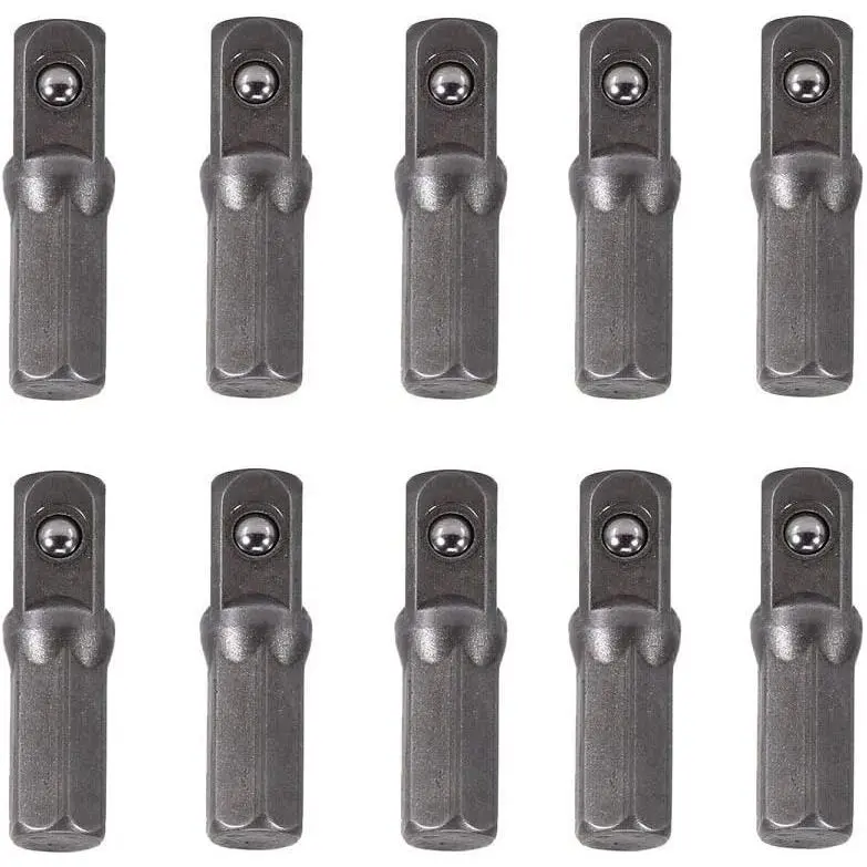 Part for M.C 10 count  Socket Adapter Converter 1/4" Hex Shank To 1/4" Square Drive 25mm Chrome Vanadium Steel