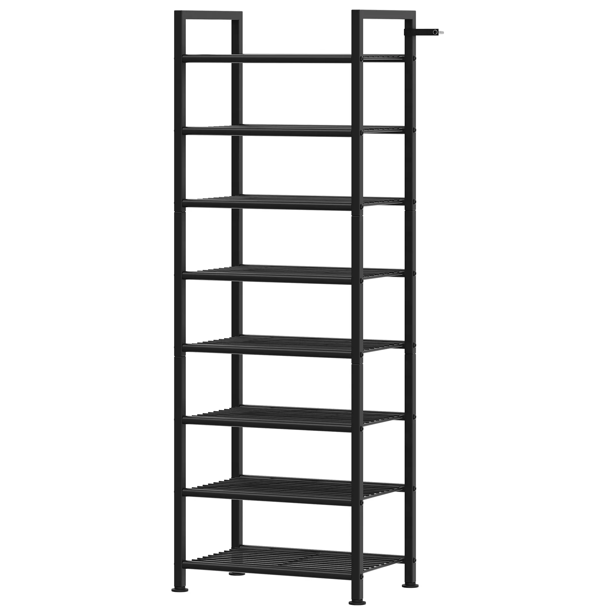 Space-Saving Metal Shoe Rack Organizer – 3-Tier Wide Shelf with 4 Side Hooks, Adjustable & Expandable, Holds 26–30 Pairs, Ideal for Entryway, Hallway, Closet, or Bedroom