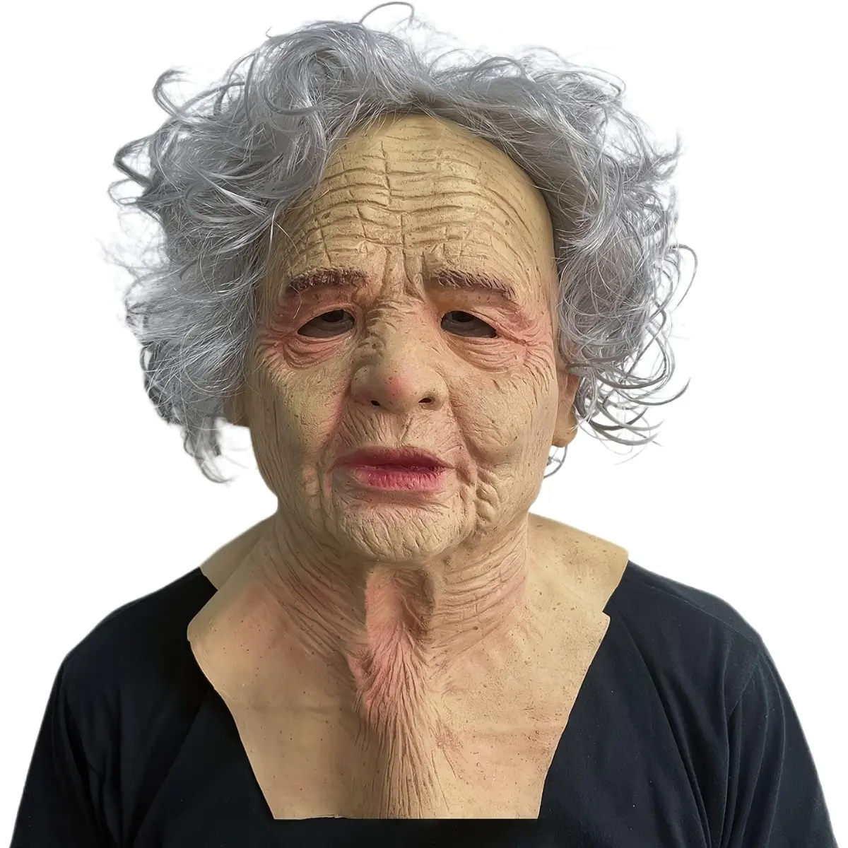 Premium Realistic Old Woman Latex Costume Mask, High-Quality Full Head Elderly Grandma Wig Headgear, Dark Aesthetic Witch Face Cover Masquerade Masks for Masquerade Cosplay Halloween, Exquisite Holiday Gift Accessories