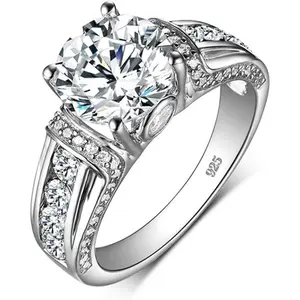 Women's 1 CT D Color VVS1 Round Cut Blue Moissanite Wedding Engagement Ring, Non-Natural Crystal Jewelry Accessory