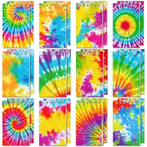24PCS Small Spiral Notebook, Blank Mini Pocket Journal Notebook for Kids Back to School, Tie Dye Style Mini Memo Pads for Tie Dye Birthday Pastel Art Party Favors Gift Supplies