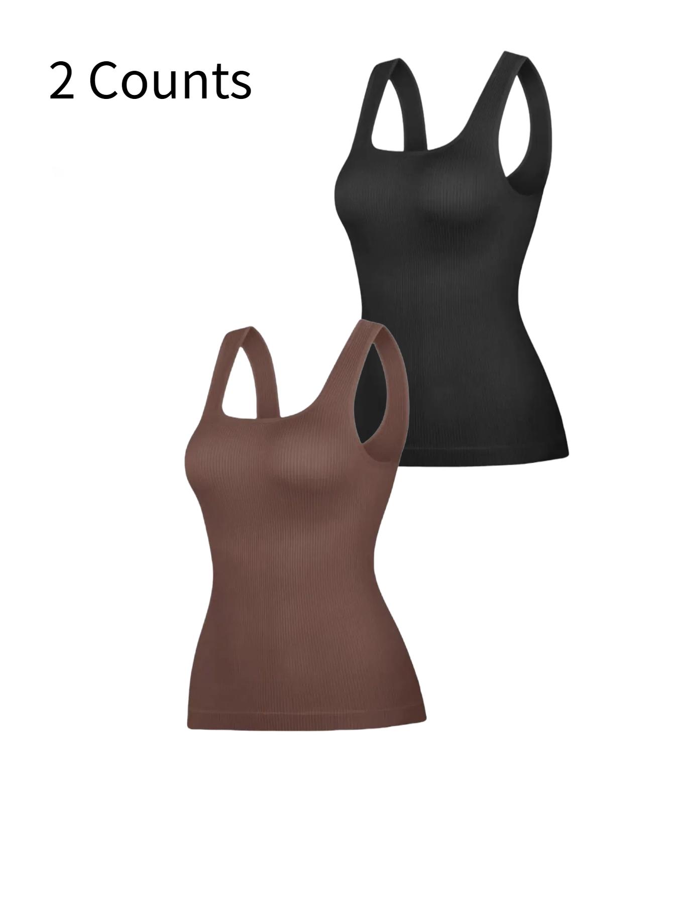 Women’s Tummy-Control Seamless Knitted Square-Neck Compression Tank Tops, Slimming Solid-Color Backless Body Shapewear for Black Friday, All Saints’ Day & Christmas, Underwear