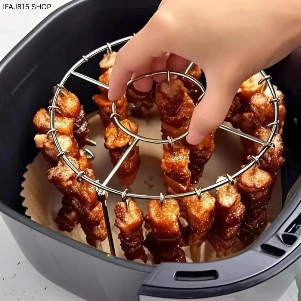 (24 PCS) Durable Stainless Steel Air Fryer Skewer Rack Set - Vertical Hanging Kebab Holder, Grill Rack, Multi-Layer Oven Rotisserie Style Meat Cooking Stand, Rust-Resistant Barbecue Tool Set for Home Kitchen Meal Prep & BBQ Party