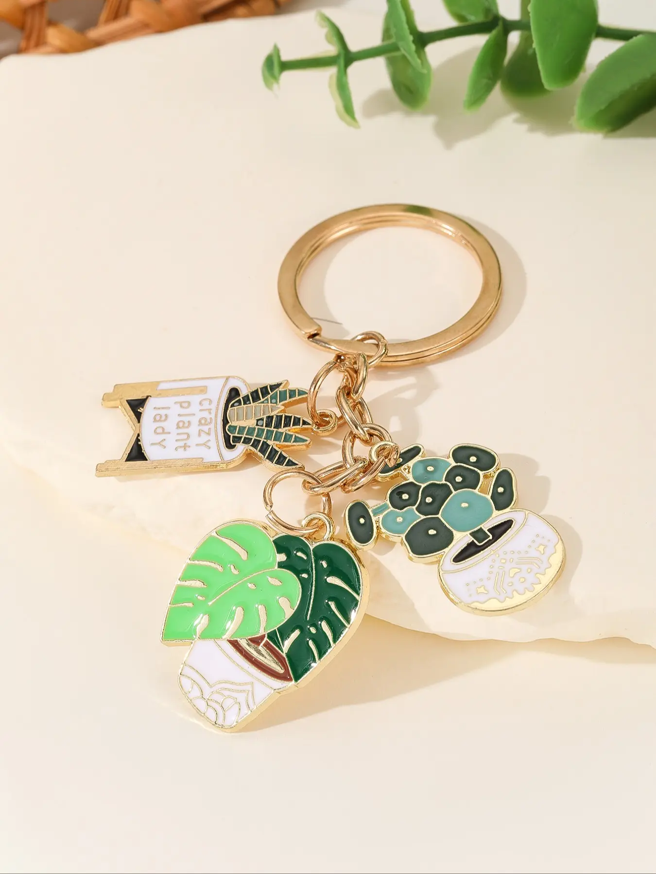 Plant Pot Keychain, Fresh Minimalist Plant Style, Key Ring, Snake Plant, Aloe, Pothos, Car Decor, Handbag Accent, Gift for Plant Lovers