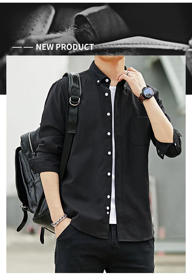 Autumn Oxford spinning men's long sleeved white shirt loose casual jacket Korean version trendy and handsome long sleeved lining clothes workwear shirt long sleeved men's jacket spring and autumn pockets pure cotton high-end white shirt jacket