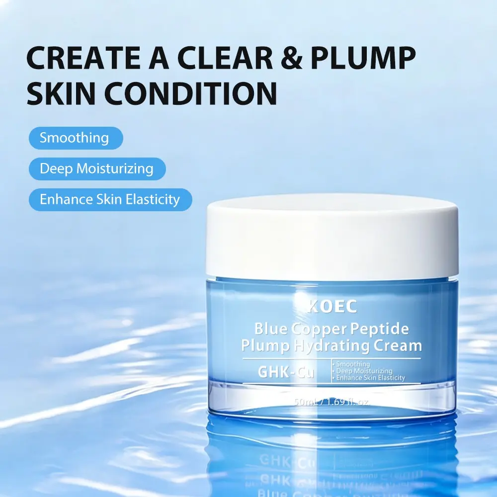 Blue Copper Peptide Plump Hydrating Cream  | Lightweight Moisturizer for Plumping Hydration and Skin Elasticity, Anti-Aging Cream for Face & Body, Korean Skincare