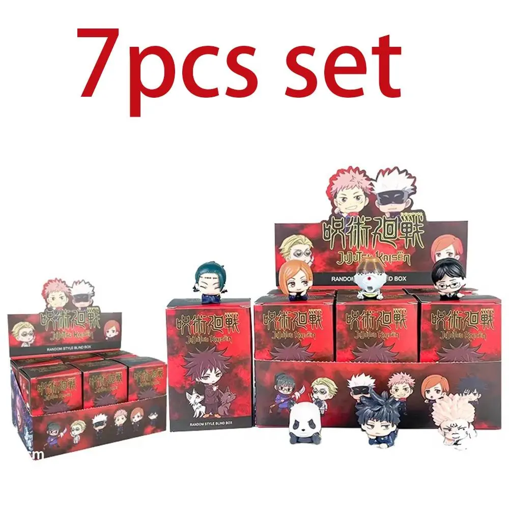 7Pcs/Set Lying Style Anime Jujutsu Kaisen Mini Figure Toys  Satoru Gojo Mini Cute Gk PVC Statue Figurine Collectible Toys